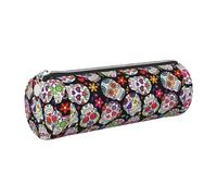 WQUVMDS Dead Sugar Horror Skull Print Leather Pencil Case Triangular Zipper Pen Bag Cosmetic Case Pouch Stationery Bag