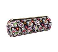 WQUVMDS Dead Sugar Horror Skull Print Leather Pencil Case Triangular Zipper Pen Bag Cosmetic Case Pouch Stationery Bag