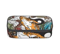 Wquvmds Dragon and Tiger Print Big Capacity Pencil Pen Case Large Capacity Bag Pouch Box Organizer for Boys Girls School Office Supplies