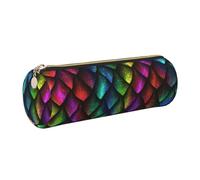 WQUVMDS Dragon Scale Print Leather Pencil Case Triangular Zipper Pen Bag Cosmetic Case Pouch Stationery Bag