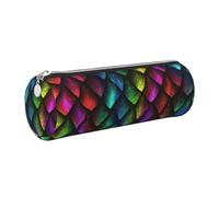 WQUVMDS Dragon Scale Print Leather Pencil Case Triangular Zipper Pen Bag Cosmetic Case Pouch Stationery Bag