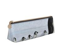 WQUVMDS Emperor Penguins Chick Print Leather Pencil Case Triangular Zipper Pen Bag Cosmetic Case Pouch Stationery Bag