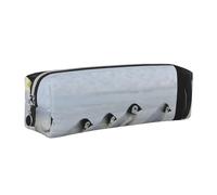 Wquvmds Emperor Penguins Chick Print Leather Pencil Case with Zipper, Small Storage Bags, Cosmetic Bag, for Girls Boys Women Men Silver