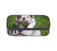 Wquvmds English Bulldog Print Big Capacity Pencil Pen Case Large Capacity Bag Pouch Box Organizer for Boys Girls School Office Supplies