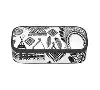 Wquvmds Feather Head Band Teepee Tent Bow Arrow Print Big Capacity Pencil Pen Case Large Capacity Bag Pouch Box Organizer for Boys Girls School Office Supplies