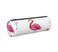 WQUVMDS Flamingos Print Leather Pencil Case Triangular Zipper Pen Bag Cosmetic Case Pouch Stationery Bag