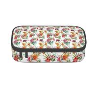 Wquvmds Floral Sugar Horror Skull Print Big Capacity Pencil Pen Case Large Capacity Bag Pouch Box Organizer for Boys Girls School Office Supplies
