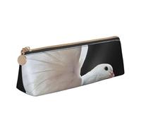 WQUVMDS Flying Dove Print Leather Pencil Case Triangular Zipper Pen Bag Cosmetic Case Pouch Stationery Bag