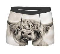 Wquvmds Funny Highland Cow Men'S Boxers Briefs Underwear Trunks Comfortable Men'S Underwear Briefs For Sports And Everyday Wear S Black