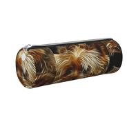 WQUVMDS Funny Yorkie Print Leather Pencil Case Triangular Zipper Pen Bag Cosmetic Case Pouch Stationery Bag