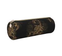 WQUVMDS Gold Scorpion Print Leather Pencil Case Triangular Zipper Pen Bag Cosmetic Case Pouch Stationery Bag