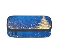 Wquvmds Golden Glitter Christmas Tree Print Big Capacity Pencil Pen Case Large Capacity Bag Pouch Box Organizer for Boys Girls School Office Supplies