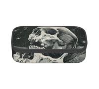 Wquvmds Halloween Skeleton Skull Print Big Capacity Pencil Pen Case Large Capacity Bag Pouch Box Organizer for Boys Girls School Office Supplies