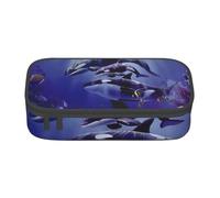 Wquvmds Killer Whale Print Big Capacity Pencil Pen Case Large Capacity Bag Pouch Box Organizer for Boys Girls School Office Supplies