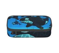 Wquvmds Killer Whales Swim Along Print Big Capacity Pencil Pen Case Large Capacity Bag Pouch Box Organizer for Boys Girls School Office Supplies