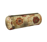 WQUVMDS Medallion Multi Print Leather Pencil Case Triangular Zipper Pen Bag Cosmetic Case Pouch Stationery Bag