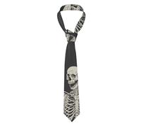 WQUVMDS Men'S Tie Silk Necktie For Wedding Party(Skull Rock Roll Skeleton Bone)