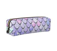 Wquvmds Mermaid Scale Print Leather Pencil Case with Zipper, Small Storage Bags, Cosmetic Bag, for Girls Boys Women Men Gold