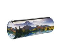 WQUVMDS Mountain View Sunny Day Nature Print Leather Pencil Case Triangular Zipper Pen Bag Cosmetic Case Pouch Stationery Bag