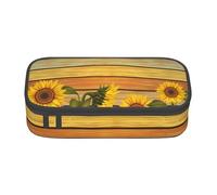 Wquvmds Paint Wooden Board Sunflower Print Big Capacity Pencil Pen Case Large Capacity Bag Pouch Box Organizer for Boys Girls School Office Supplies