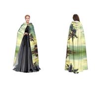 WQUVMDS (Palm Tree Rocky Shore) Unisex Hooded Cloak Cape Halloween Witch Party Hooded Adult Vampires Cape Cloak