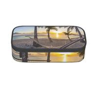 Wquvmds Paradise Beach Palm Trees Print Big Capacity Pencil Pen Case Large Capacity Bag Pouch Box Organizer for Boys Girls School Office Supplies