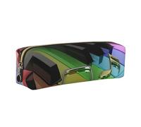 Wquvmds Piano Key Print Leather Pencil Case with Zipper, Small Storage Bags, Cosmetic Bag, for Girls Boys Women Men Gold