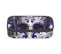 Wquvmds Purple Floser and Sugar Horror Skull Print Big Capacity Pencil Pen Case Large Capacity Bag Pouch Box Organizer for Boys Girls School Office Supplies