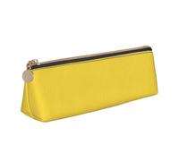 WQUVMDS Rape Yellow Print Leather Pencil Case Triangular Zipper Pen Bag Cosmetic Case Pouch Stationery Bag