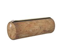 WQUVMDS Retro Rough Oak Wall Print Leather Pencil Case Triangular Zipper Pen Bag Cosmetic Case Pouch Stationery Bag