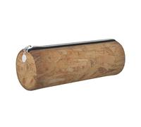 WQUVMDS Retro Rough Oak Wall Print Leather Pencil Case Triangular Zipper Pen Bag Cosmetic Case Pouch Stationery Bag