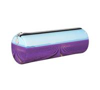 WQUVMDS Romantic Lavender Print Leather Pencil Case Triangular Zipper Pen Bag Cosmetic Case Pouch Stationery Bag