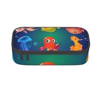 Wquvmds Sea Life Print Big Capacity Pencil Pen Case Large Capacity Bag Pouch Box Organizer for Boys Girls School Office Supplies