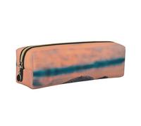 Wquvmds Sea Turtle Sunset Print Leather Pencil Case with Zipper, Small Storage Bags, Cosmetic Bag, for Girls Boys Women Men Gold