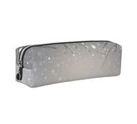 Wquvmds Snowflake Pine Tree Print Leather Pencil Case with Zipper, Small Storage Bags, Cosmetic Bag, for Girls Boys Women Men Silver