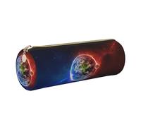 WQUVMDS Space Planet Earth Print Leather Pencil Case Triangular Zipper Pen Bag Cosmetic Case Pouch Stationery Bag