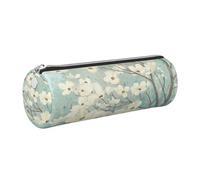 WQUVMDS Spring Flower Blossoms Print Leather Pencil Case Triangular Zipper Pen Bag Cosmetic Case Pouch Stationery Bag