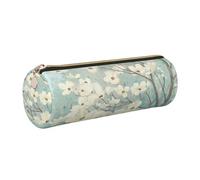 WQUVMDS Spring Flower Blossoms Print Leather Pencil Case Triangular Zipper Pen Bag Cosmetic Case Pouch Stationery Bag