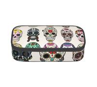 Wquvmds Sugar Horror Skull Print Big Capacity Pencil Pen Case Large Capacity Bag Pouch Box Organizer for Boys Girls School Office Supplies