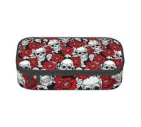 Wquvmds Sugar Horror Skull Rose Print Big Capacity Pencil Pen Case Large Capacity Bag Pouch Box Organizer for Boys Girls School Office Supplies
