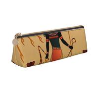 WQUVMDS Sun Old Egyptian Timeless Grace Print Leather Pencil Case Triangular Zipper Pen Bag Cosmetic Case Pouch Stationery Bag