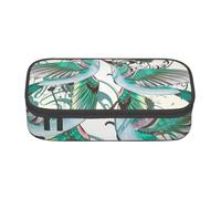 Wquvmds Teal Birds Musical Note Print Big Capacity Pencil Pen Case Large Capacity Bag Pouch Box Organizer for Boys Girls School Office Supplies