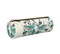 WQUVMDS Teal Birds Musical Note Print Leather Pencil Case Triangular Zipper Pen Bag Cosmetic Case Pouch Stationery Bag