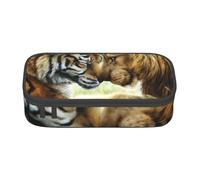 Wquvmds Tiger and Lion Print Big Capacity Pencil Pen Case Large Capacity Bag Pouch Box Organizer for Boys Girls School Office Supplies