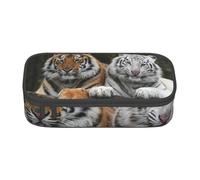 Wquvmds Tiger Couple Print Big Capacity Pencil Pen Case Large Capacity Bag Pouch Box Organizer for Boys Girls School Office Supplies