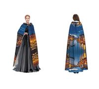 WQUVMDS (Venice Night) Unisex Hooded Cloak Cape Halloween Witch Party Hooded Adult Vampires Cape Cloak