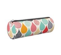 WQUVMDS Water Drops Dots Print Leather Pencil Case Triangular Zipper Pen Bag Cosmetic Case Pouch Stationery Bag