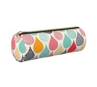 WQUVMDS Water Drops Dots Print Leather Pencil Case Triangular Zipper Pen Bag Cosmetic Case Pouch Stationery Bag