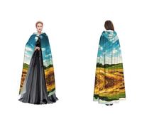 WQUVMDS (Wheat Field) Unisex Hooded Cloak Cape Halloween Witch Party Hooded Adult Vampires Cape Cloak