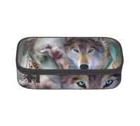 Wquvmds Wolf Dream Catcher Print Big Capacity Pencil Pen Case Large Capacity Bag Pouch Box Organizer for Boys Girls School Office Supplies